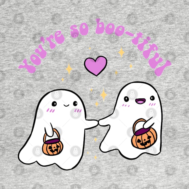 You are so boo-tiful a cute ghost couple for halloween by Yarafantasyart